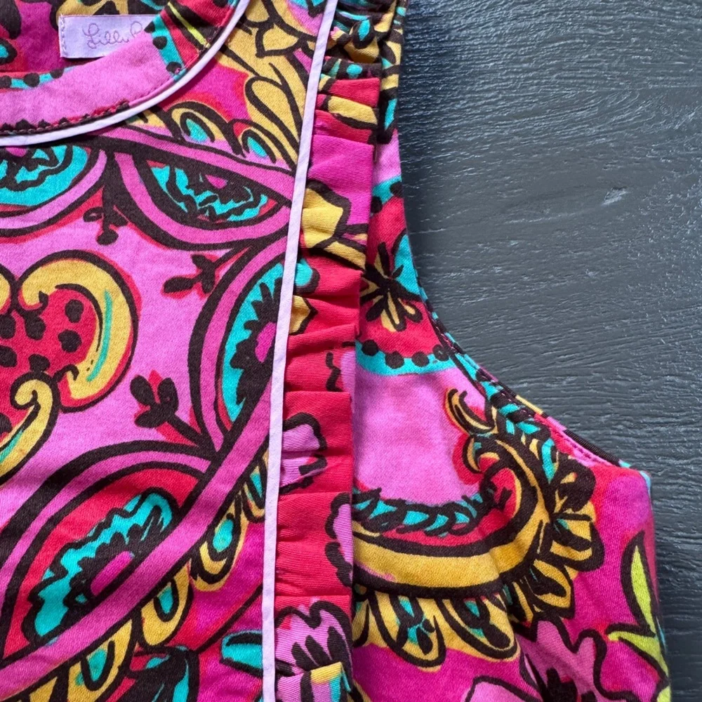 Lilly Pulitzer Girl’s Fall Print Sleeveless Shift Dress, lined, size 12 - Picture 2 of 4